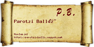 Parotzi Balló névjegykártya